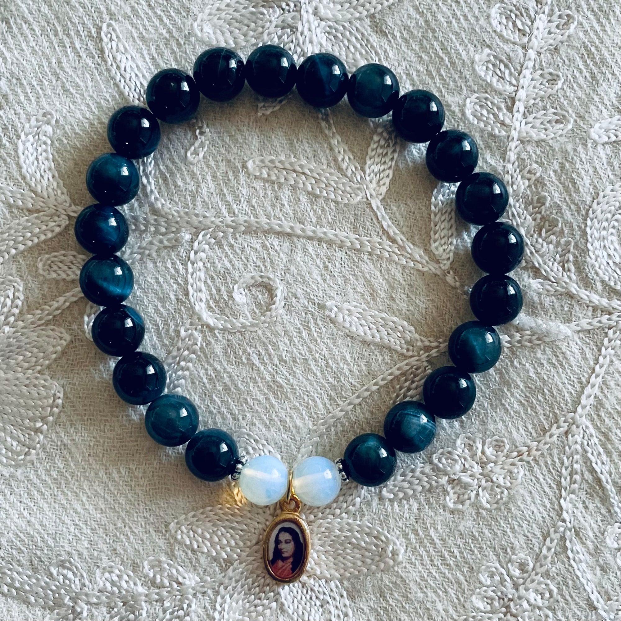 Blue Tiger's Eye Guru Charm Bracelet Blue Tiger's Eye Guru Charm Bracelet