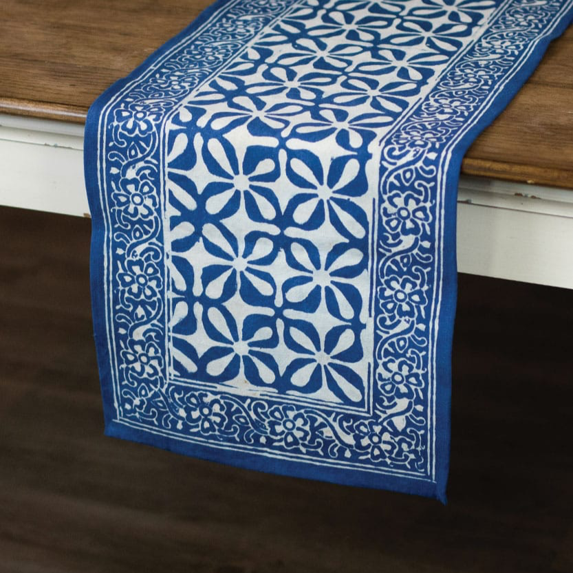 White & Blue Floral Altar Cloth Supreme Swan