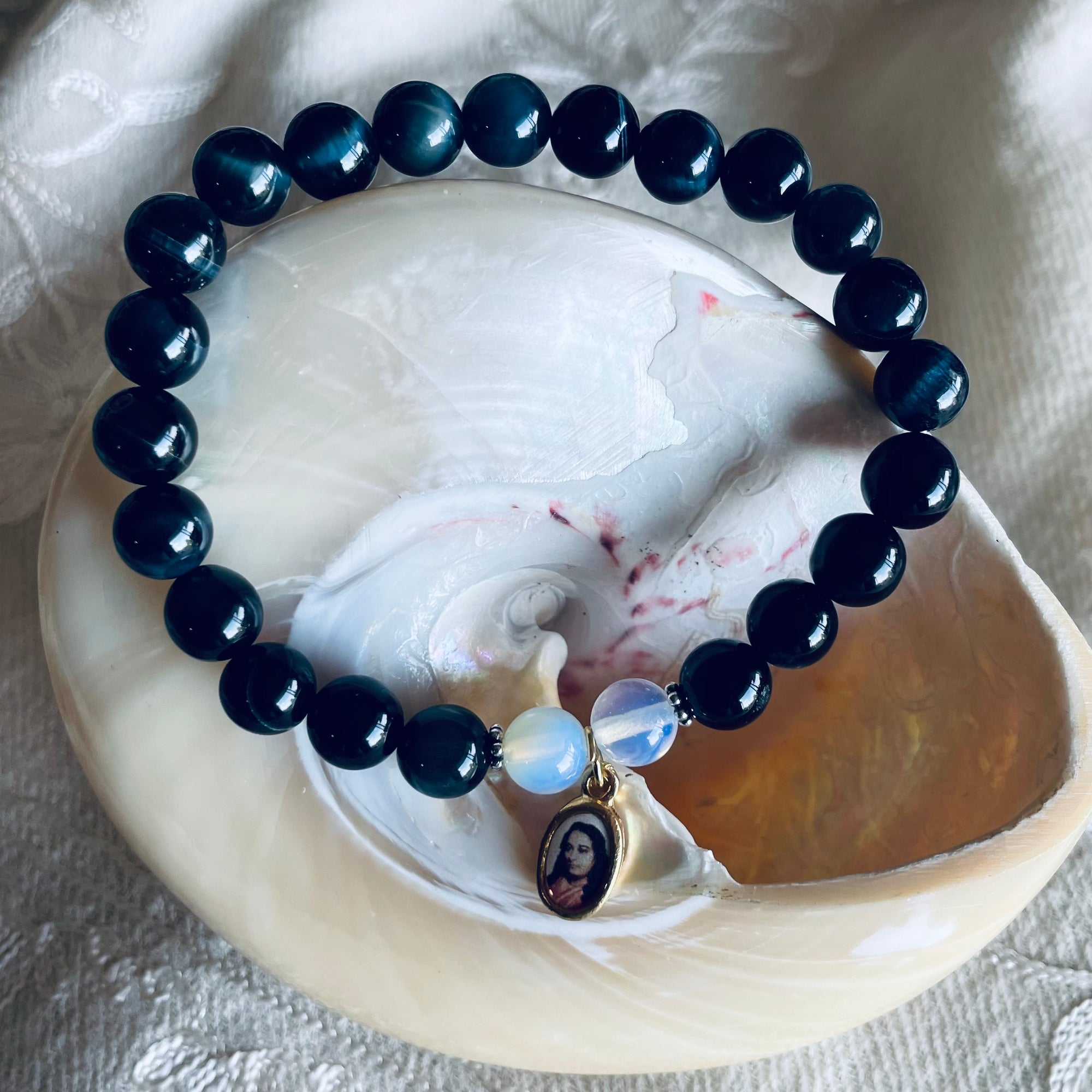 Blue Tiger's Eye Guru Charm Bracelet Blue Tiger's Eye Guru Charm Bracelet