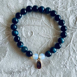 Image Title Blue Tiger's Eye Guru Charm Bracelet