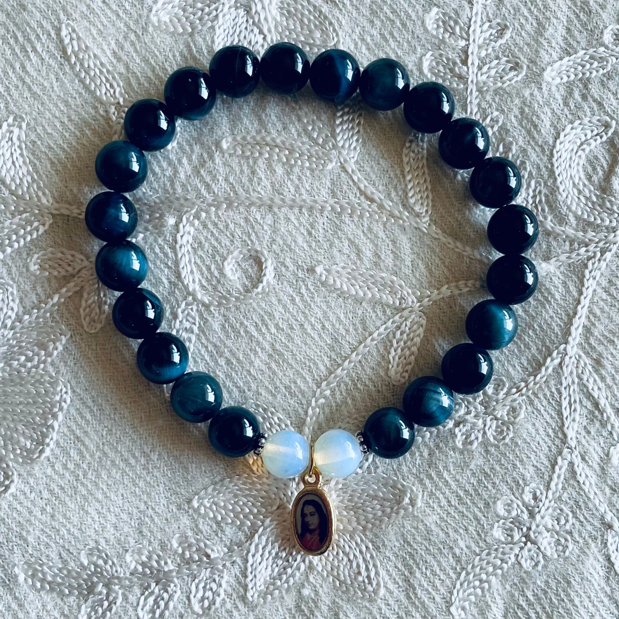 Blue Tiger's Eye Guru Charm Bracelet Blue Tiger's Eye Guru Charm Bracelet