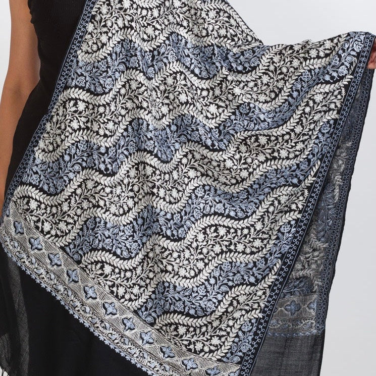 Sumita Embroidered Shawl Supreme Swan