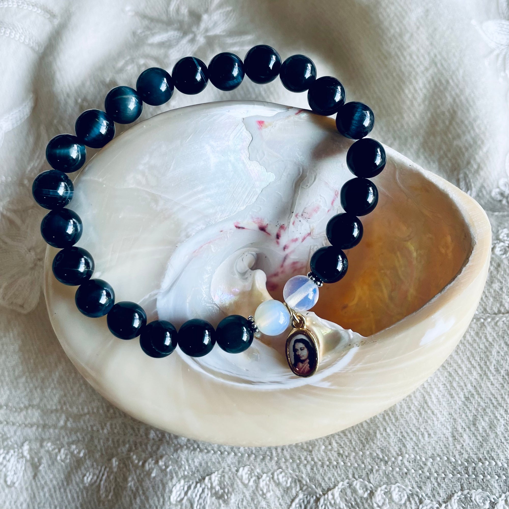 Blue Tiger's Eye Guru Charm Bracelet Blue Tiger's Eye Guru Charm Bracelet