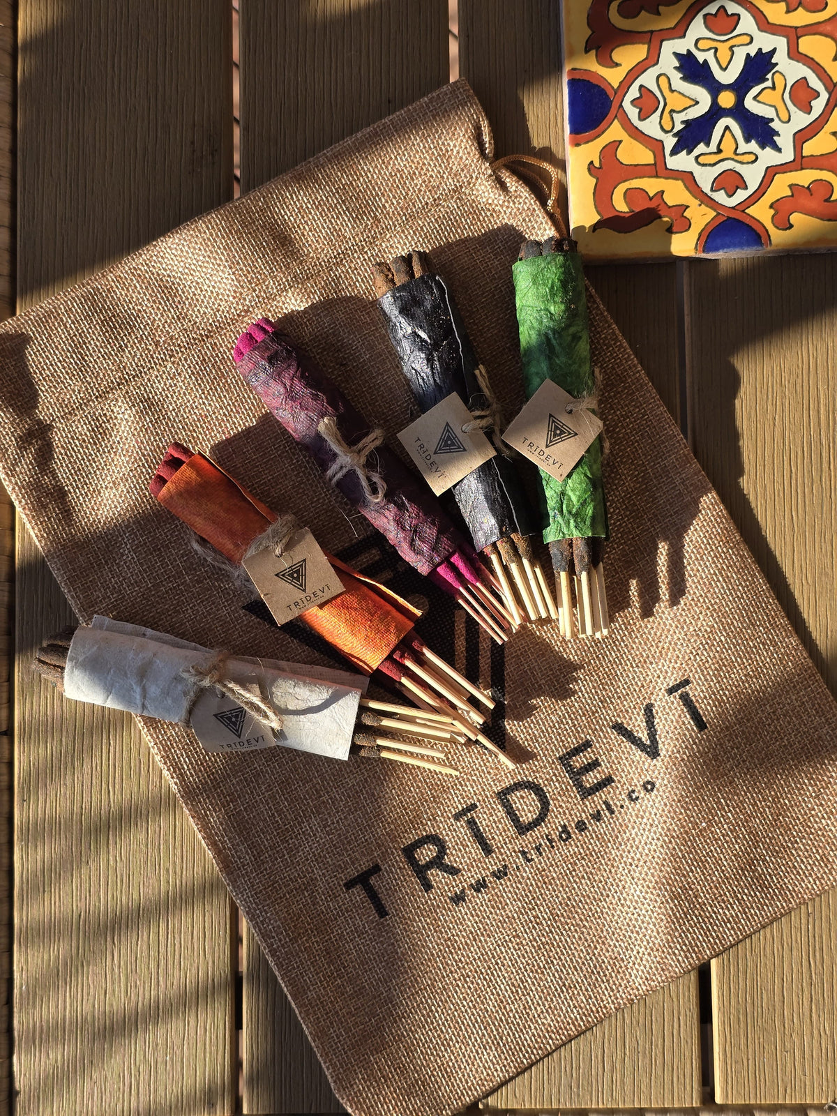 Variety Hand Rolled Incense Bundle - Explore All Scents (4 Pack) Tridevi