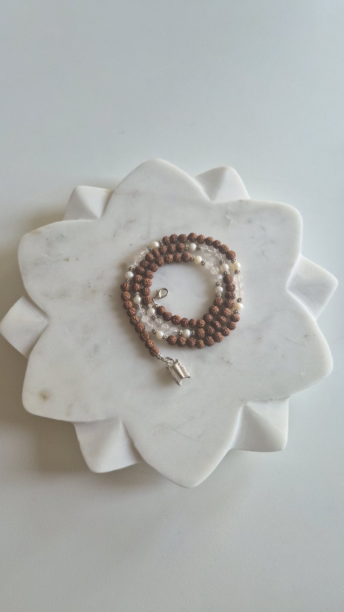 Gopika Pure Silver Butterfly Rudraksha & Pearl Mala - Limited Edition Supreme Swan