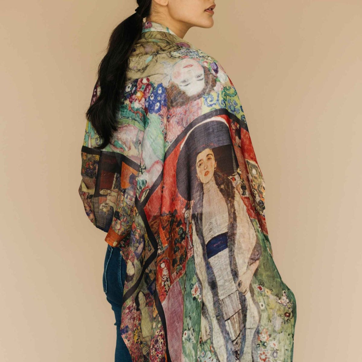 Multi-color pure wool shawl scarf