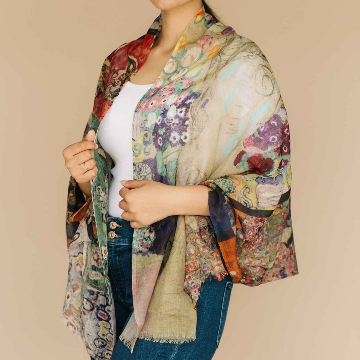 Multi-color pure wool shawl scarf