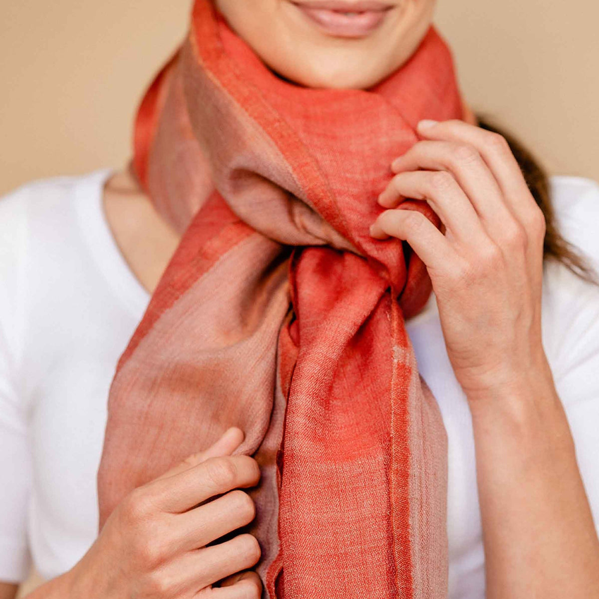 Gold and red pure wool shawl wrap