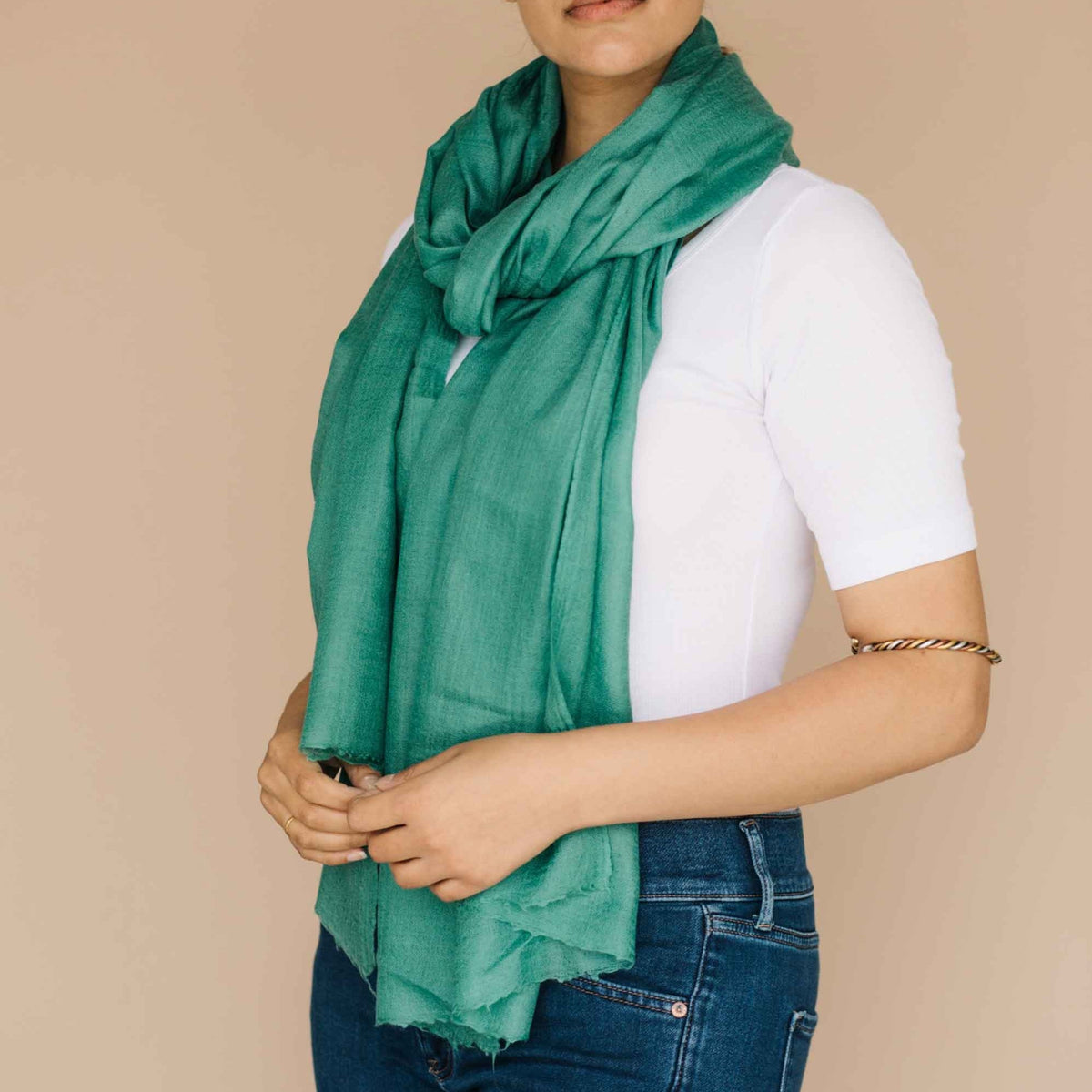 Sea green pure wool meditation shawl
