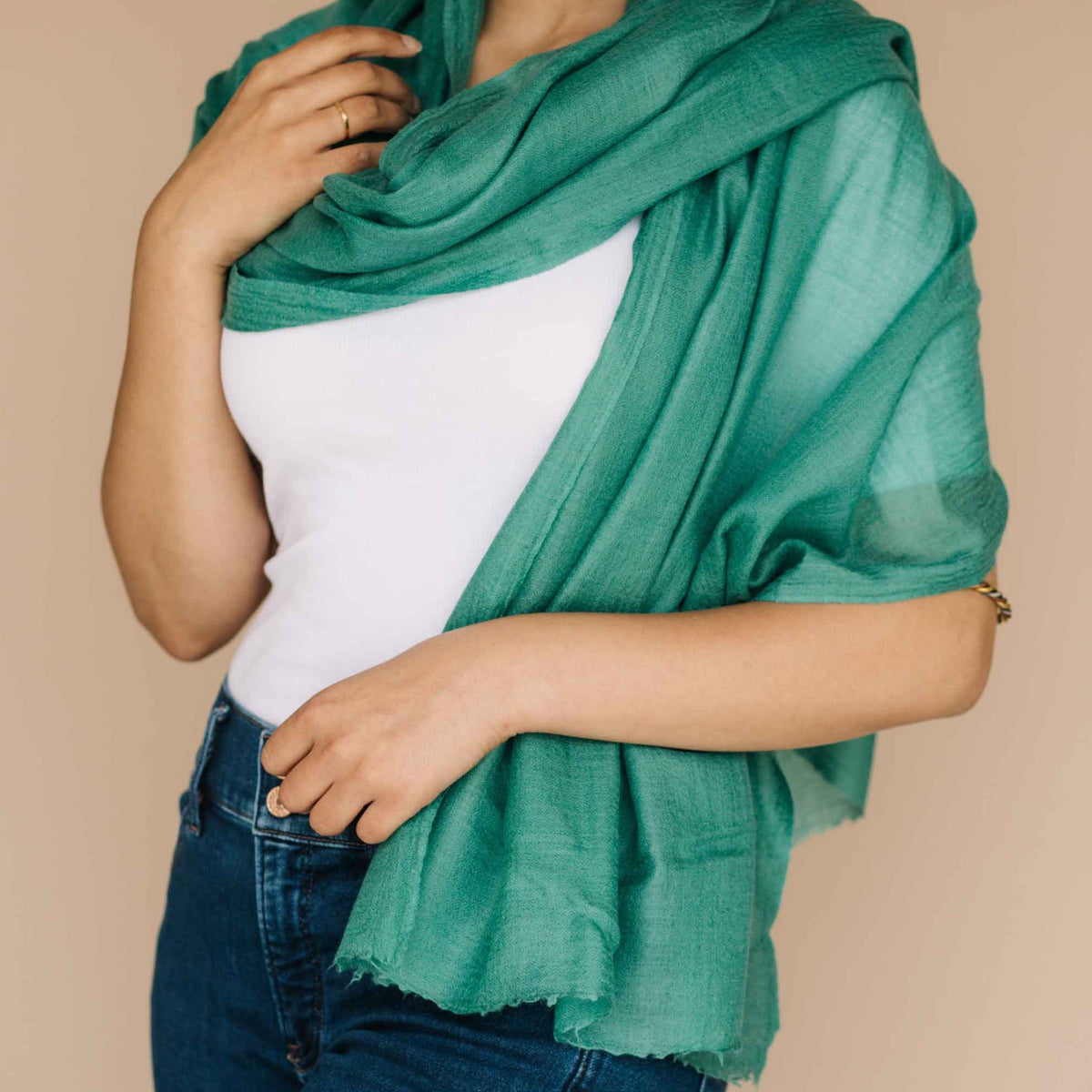 Sea green pure wool meditation shawl