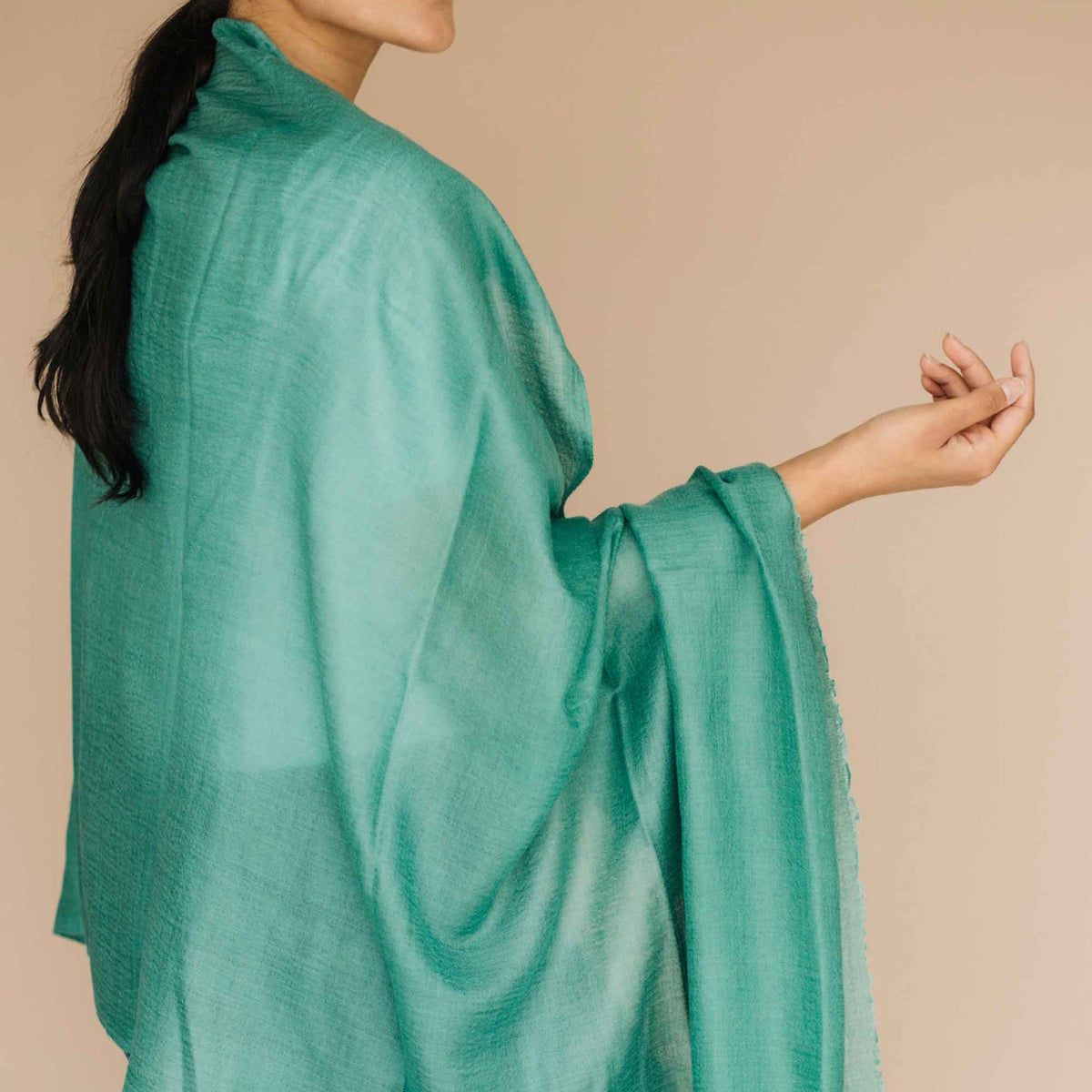 Sea green pure wool meditation shawl