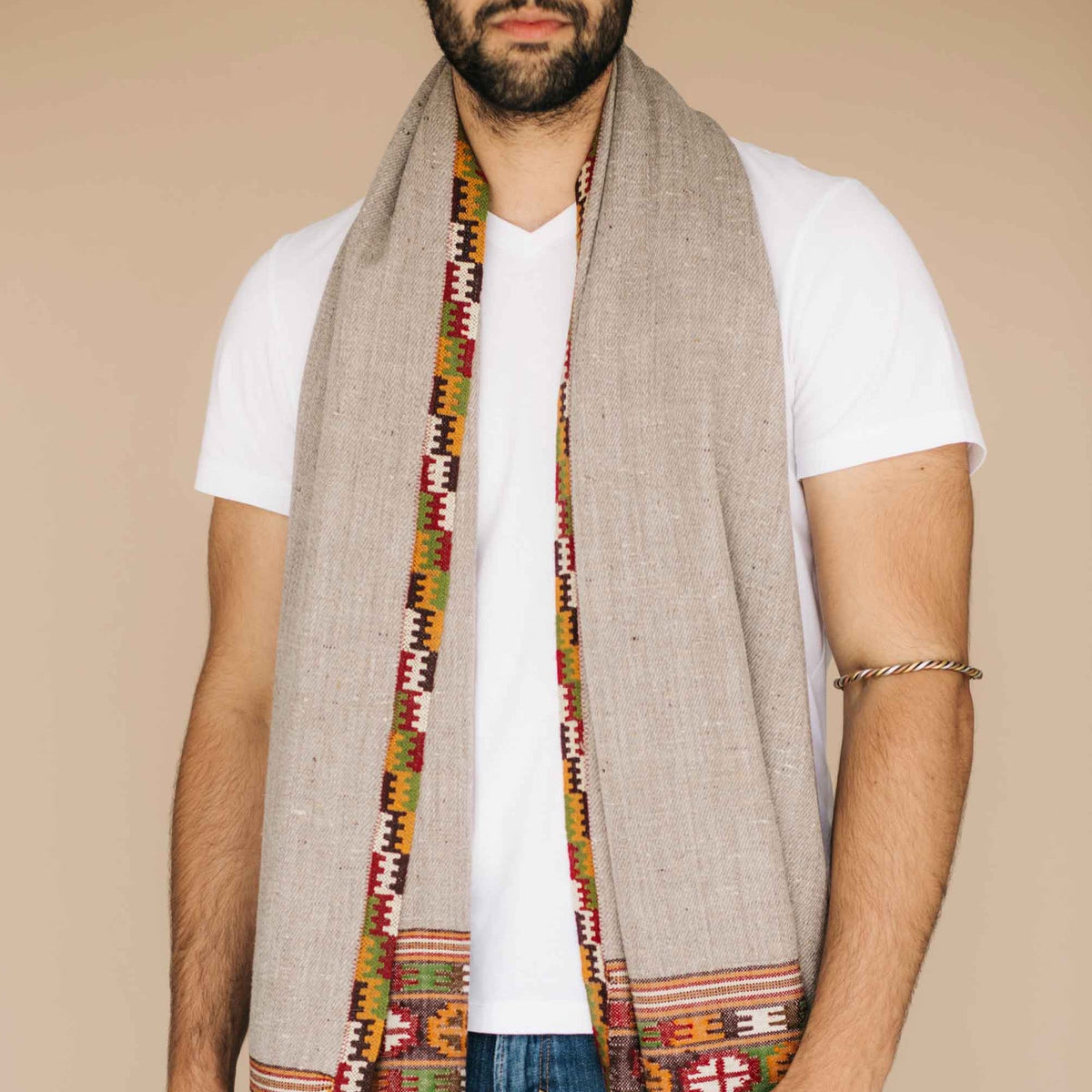 Plain gray pure wool meditation shawl