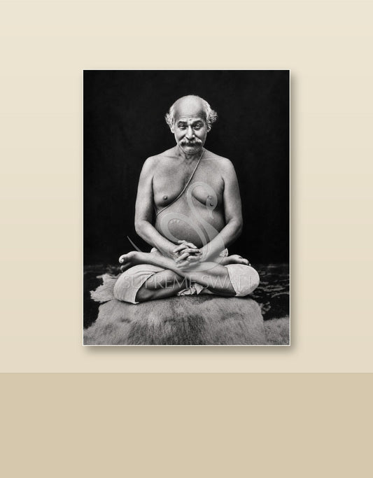 Lahiri Mahasaya canvas shown on a wall