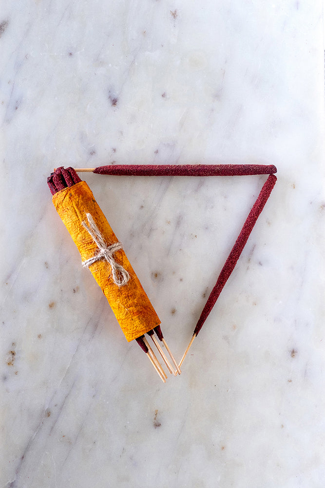 Artisanal Hand Rolled Incense - Red Lotus Tridevi