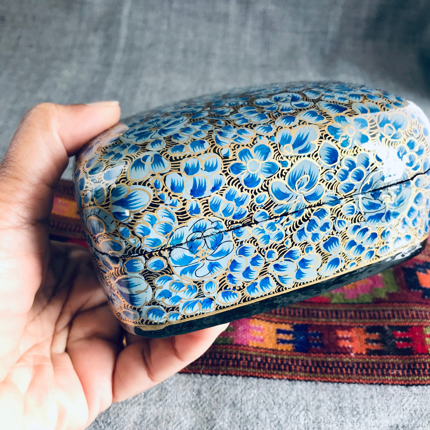 Blue Paper Mache Box