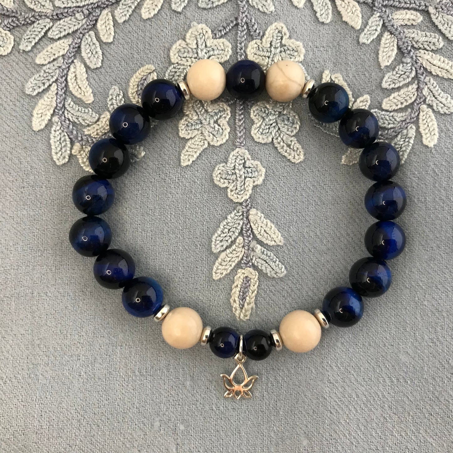 Blue Lotus Charm Bracelet