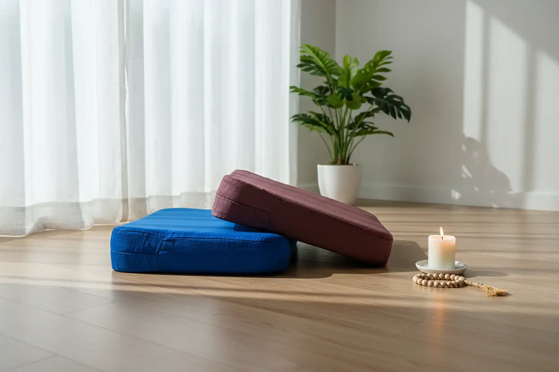 Silk and wool wedge meditation cushion