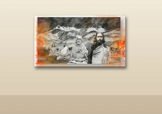 Canvas print of the SRF line of gurus hung above an altar