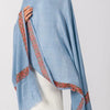 Asha Embroidered Blue Wool Shawl