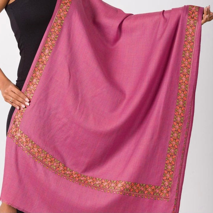 Ava Embroidered Wool Shawl