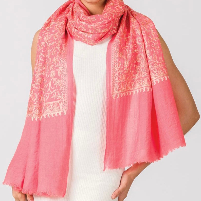Priya Embroidered Wool Shawl