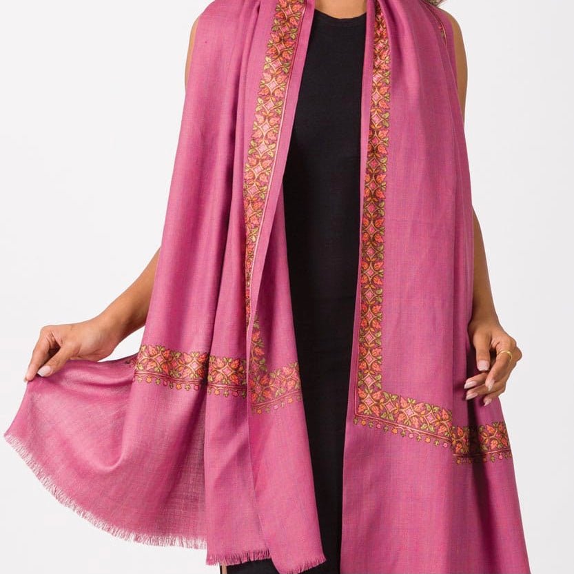 Ava Embroidered Wool Shawl
