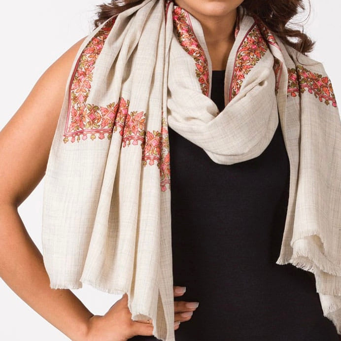 Devi Embroidered Wool Shawl
