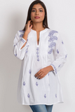 Lavendar & White Embroidered Tunic