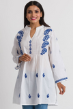 Lavendar & White Embroidered Tunic