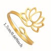 Adjustable Stainless Steel Lotus Ring — Sacred Bloom, Minimalist Design