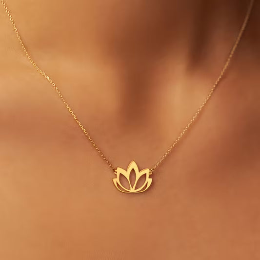 Stainless Steel Lotus Pendant Necklace — Sacred Symbol of Awakening