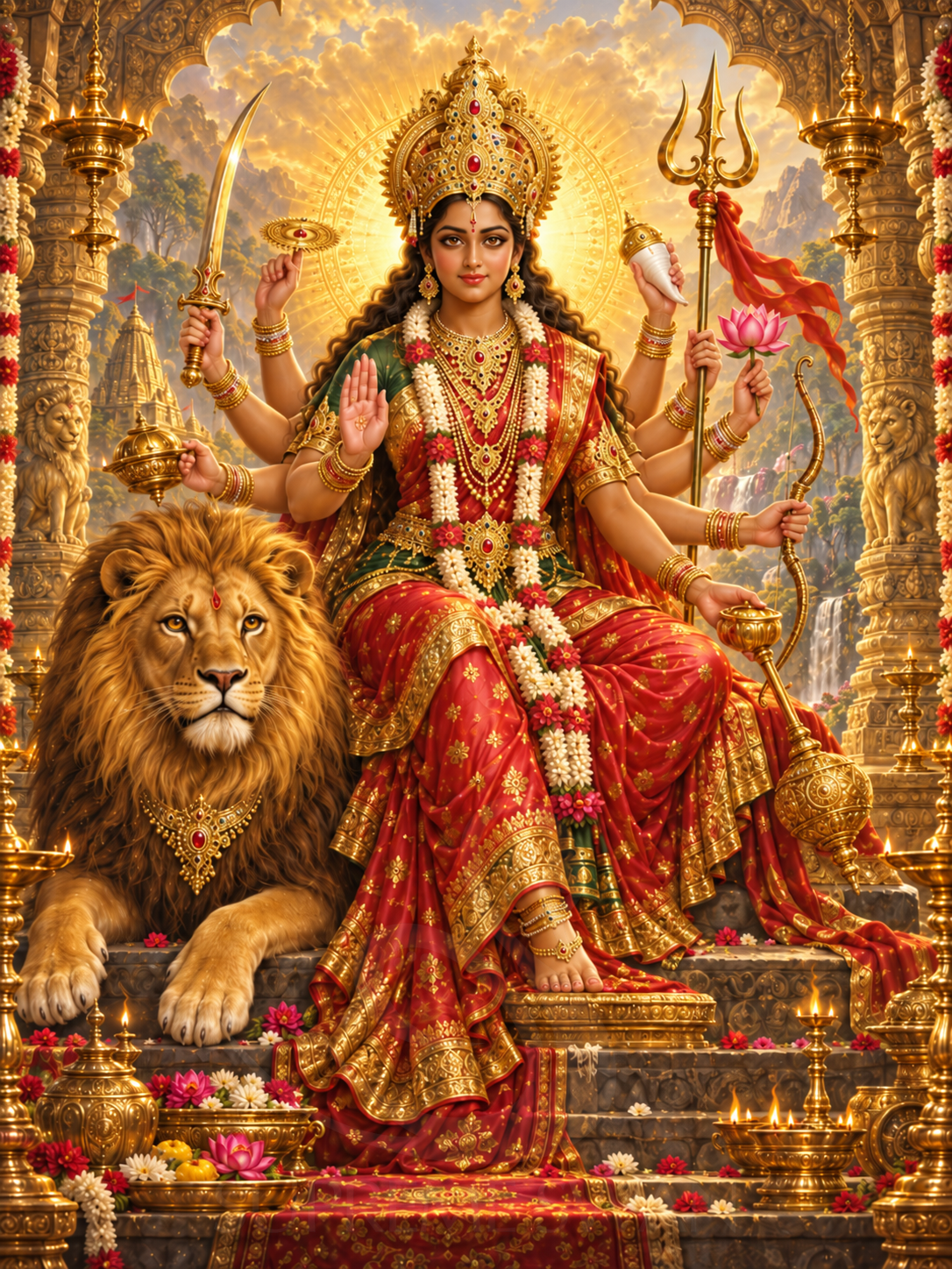 Durga Mata canvas print with subtle Supreme Swan watermark