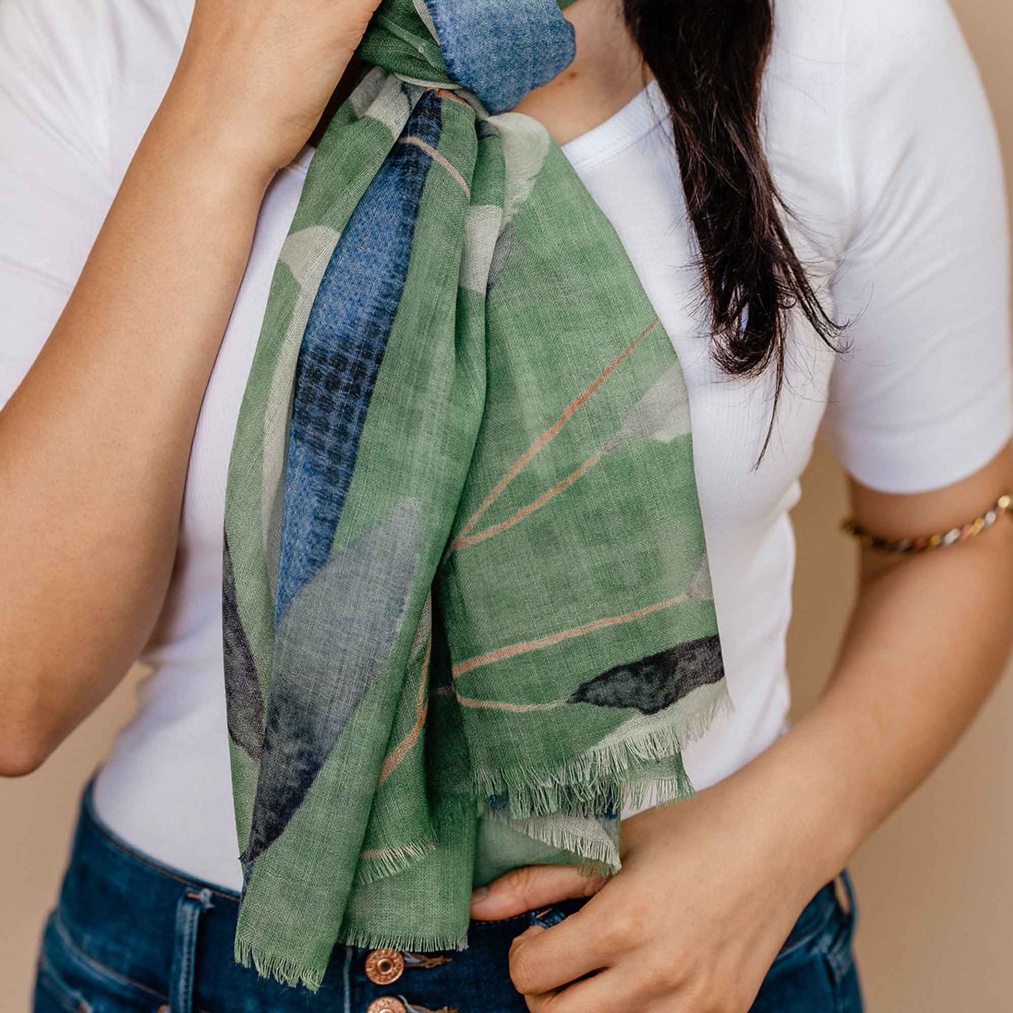 Embrace Lively Green Pure Wool Shawl Scarf - Best Scarves in USA for Embrace Journey Within