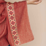 Embrace Bordered Red Wool Shawl Wrap - Best Meditation Wraps in USA for Embrace Journey Within