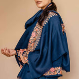 Embrace Tranquil Blue Pure Wool Royal Shawl Wrap - Best Meditation Wrap in USA for Embrace Journey Within