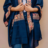Embrace Tranquil Blue Pure Wool Royal Shawl Wrap - Best Meditation Wrap in USA for Embrace Journey Within