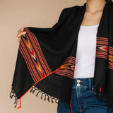 Embrace Powerful Black Pure Wool Shawl Wrap - Best Meditation Wrap in USA for Embrace Journey Within