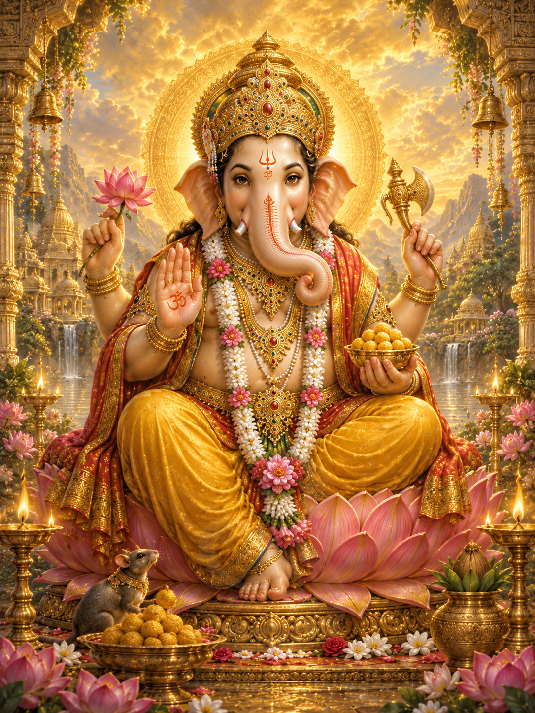 Lord Ganesha Blessing canvas print with subtle Supreme Swan watermark