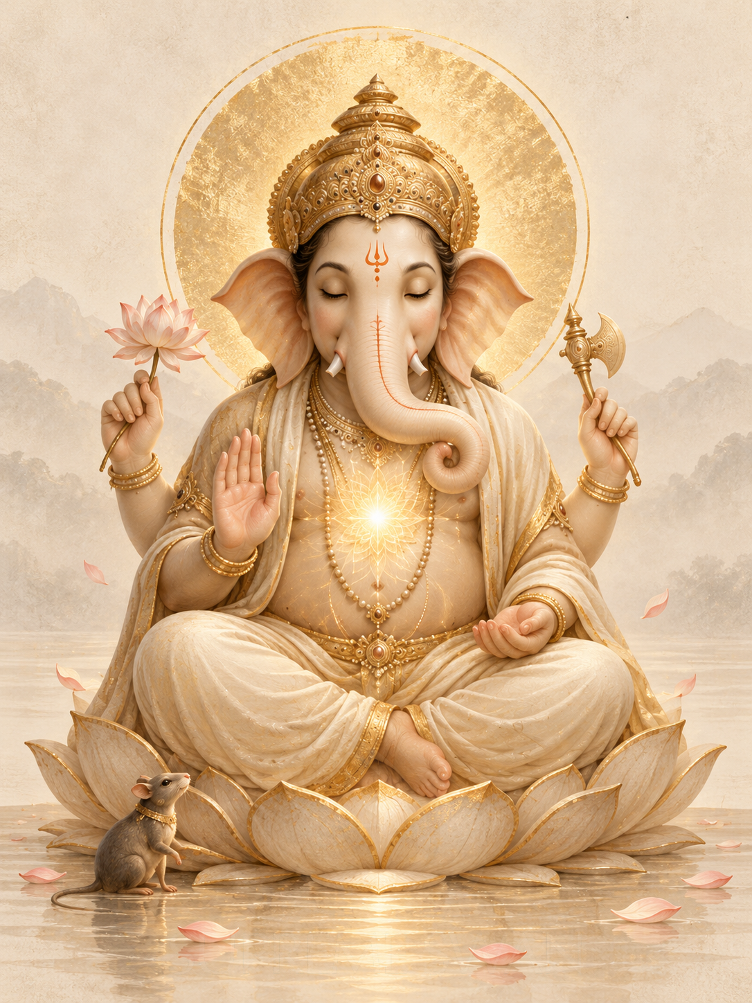 Ganesha Inner Stillness canvas print with subtle Supreme Swan watermark