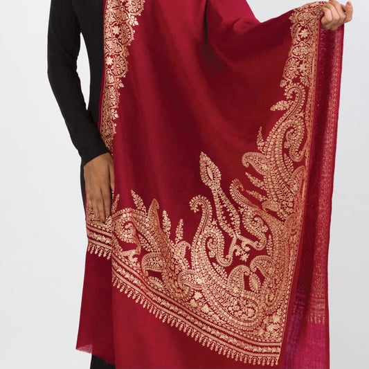 Durga Embroidered Wool Shawl