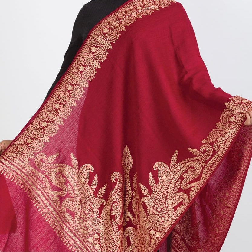Durga Embroidered Wool Shawl