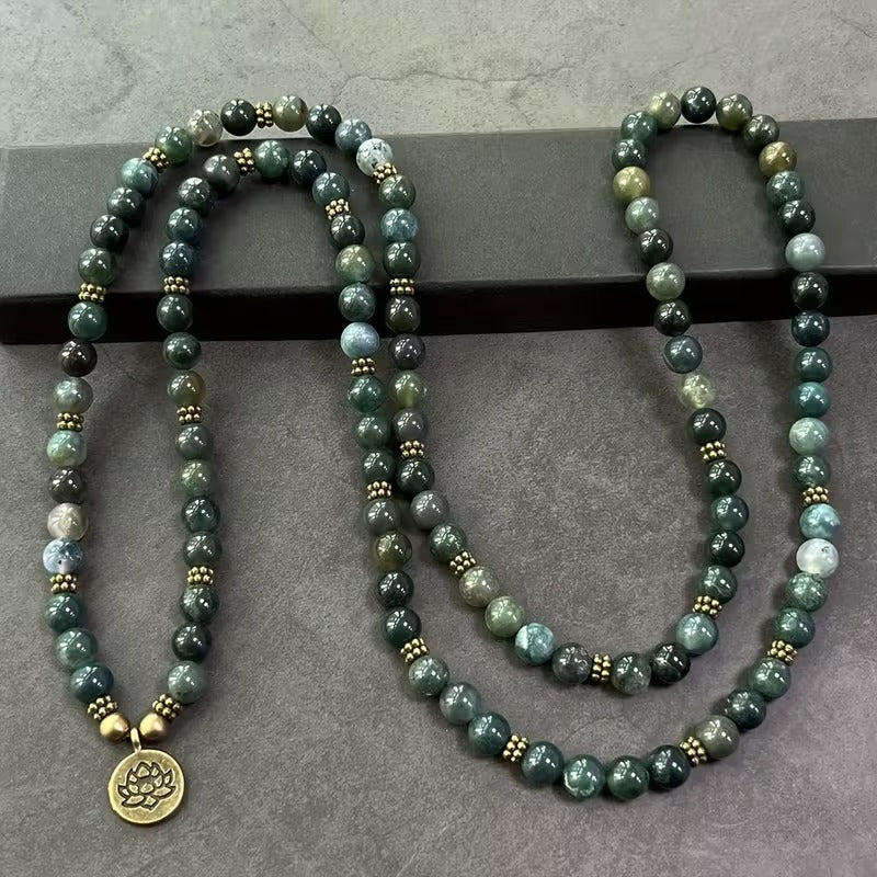 Aranya Moss Agate Mala