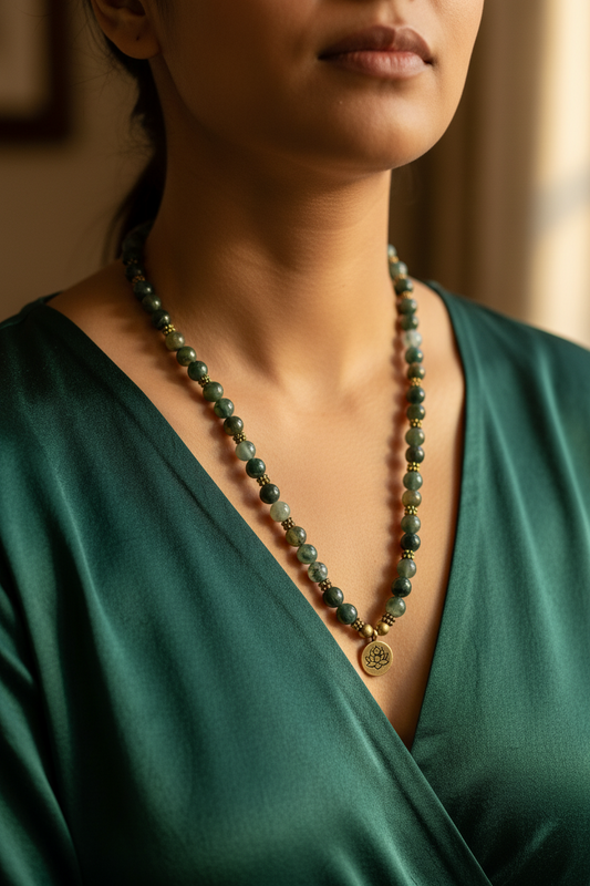 Aranya Moss Agate 108 Mala