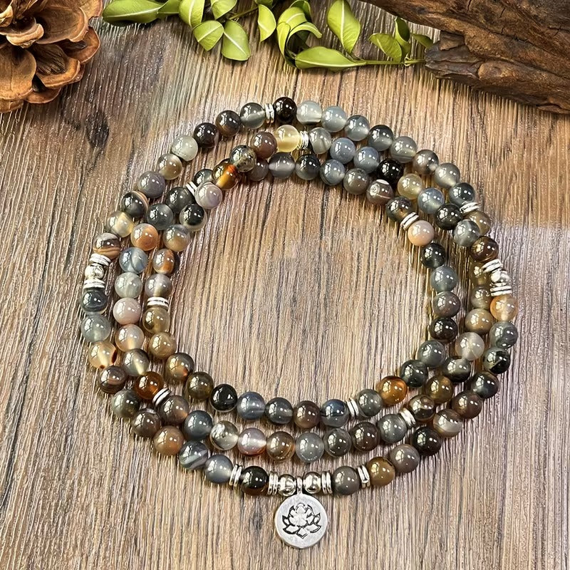 Sthira Striped Agate Mala
