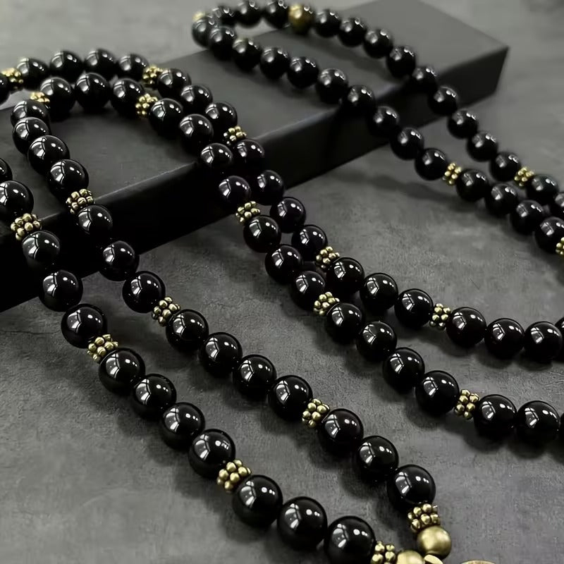 Raksha Obsidian Mala