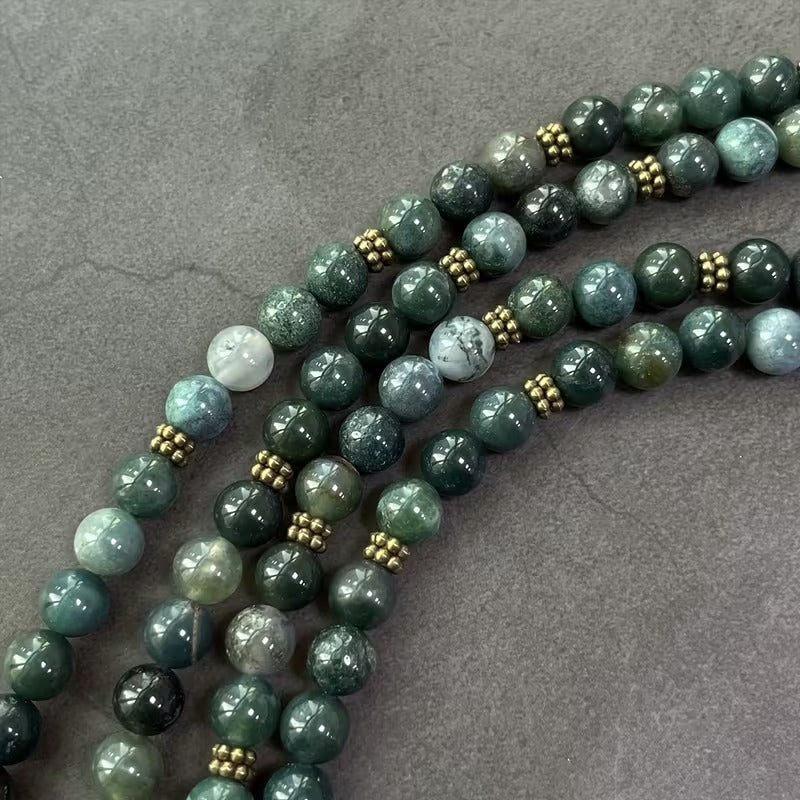 Aranya Moss Agate Mala
