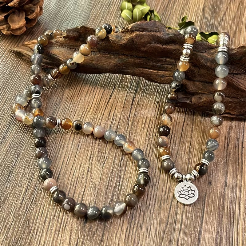 Sthira Striped Agate Mala