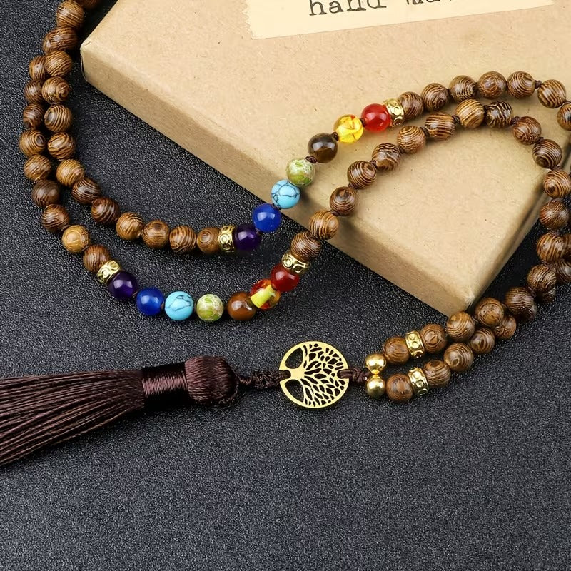 Sapta Chakra Wooden Mala
