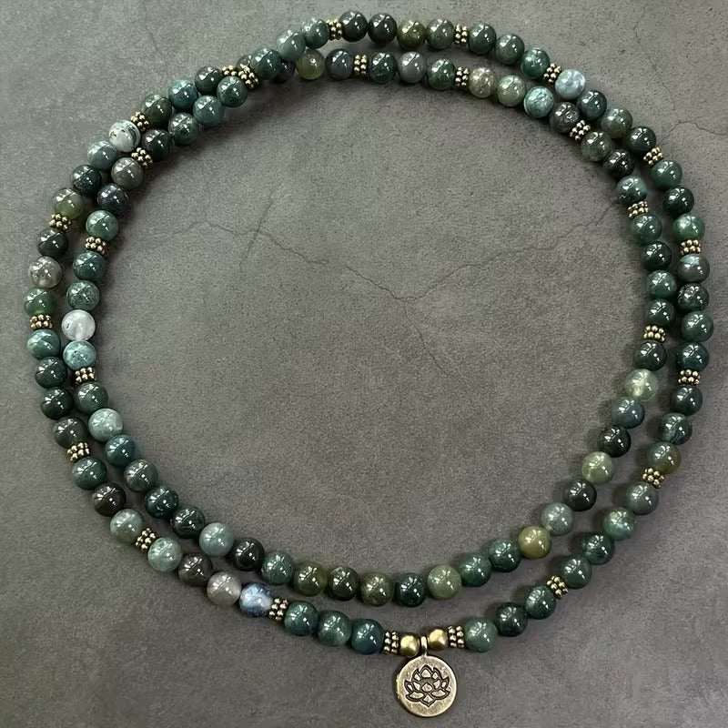 Aranya Moss Agate Mala