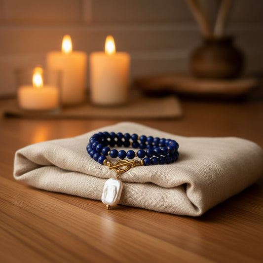 Saraswati — Lapis Lazuli & Pearl Necklace